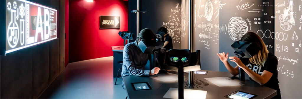 In the Virtual Lab, visitors create three-dimensional sound beings at terminals