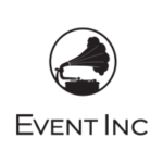 Das Logo von Event Inc in Schwarz auf Hintergrund
